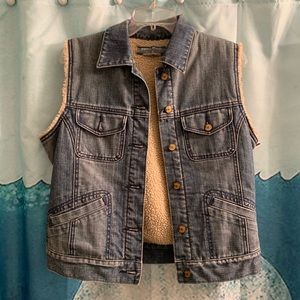 Paper Denim Cloth Sherpa lined denim vest